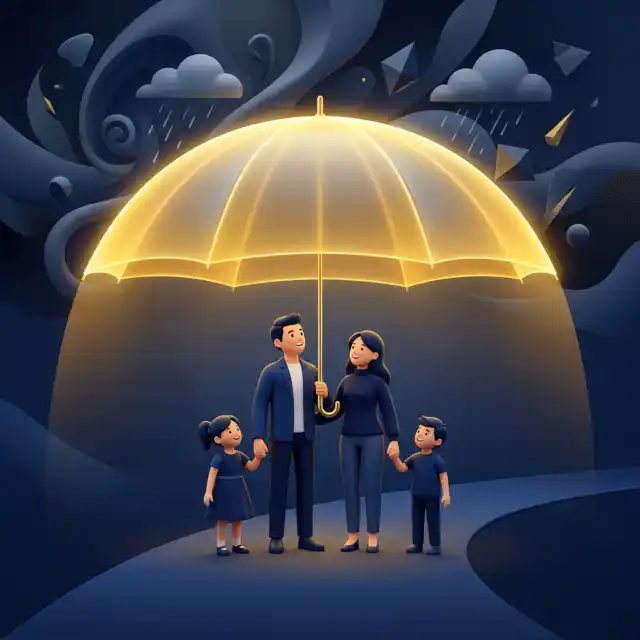 Umbrella depicting Family Financial Security and LIC Term Insurance protection in Hanumangarh region